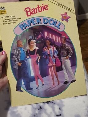 Barbie Paper Doll Book - Pink, Yellow & Blue Cover